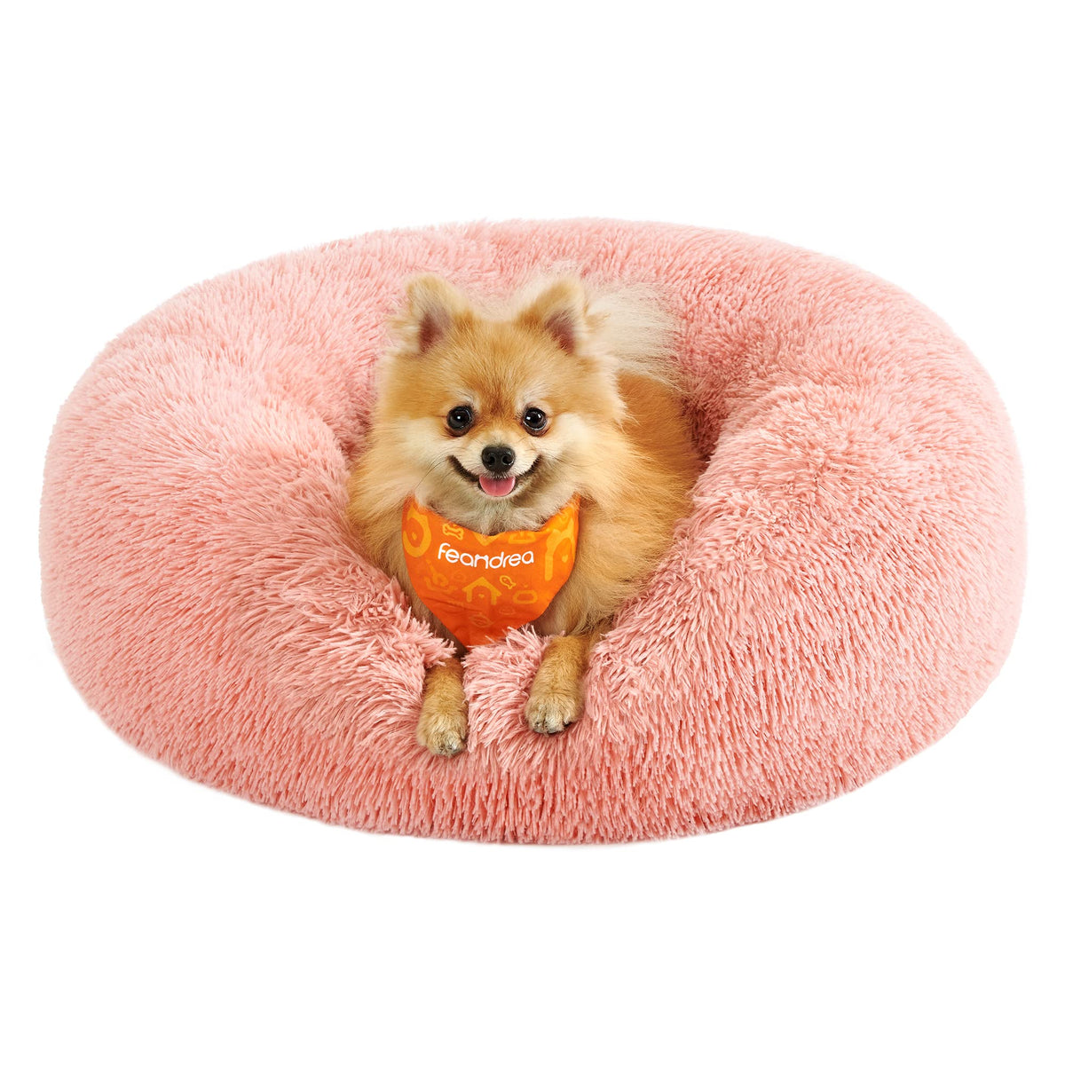 Feandrea Hundebett flauschig, waschbar, Langer Plüsch, 70 cm Durchmesser
