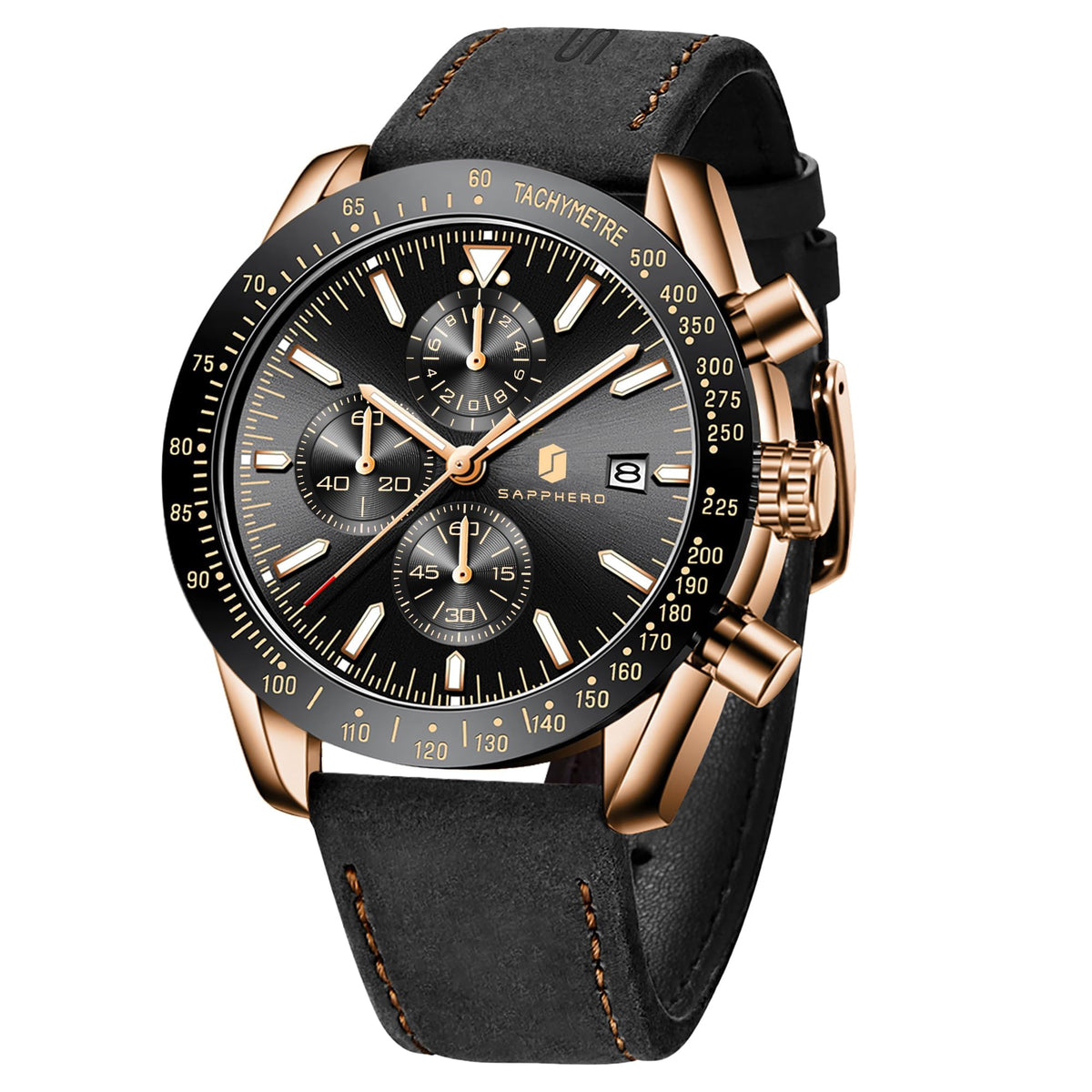 BENYAR Uhren Herren Analog Quarz Chronograph Herrenuhren Wasserdicht Datum Lederband Armbanduhr Lässig Business-Kleid fur Männer Klassische Elegantes Geschenk