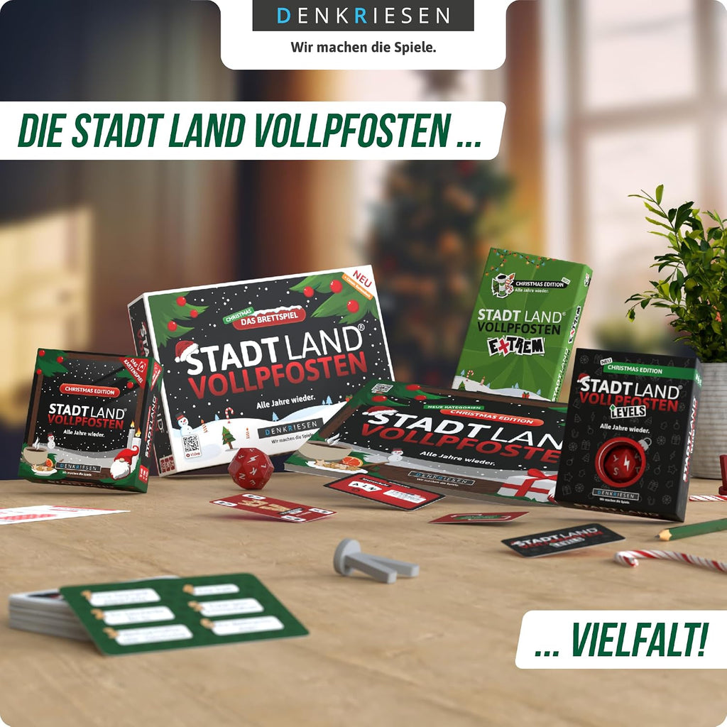 DENKRIESEN Stadt Land VOLLPFOSTEN Christmas Edition | DIN A4 Spielblock