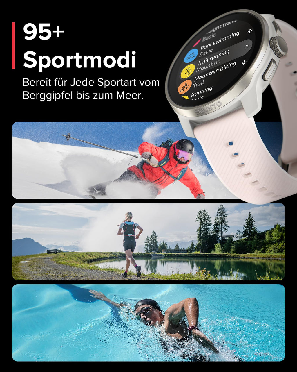 SUUNTO Race S GPS-Sportuhr, 1,3-Zoll-AMOLED-Display, 95+ Sportmodi