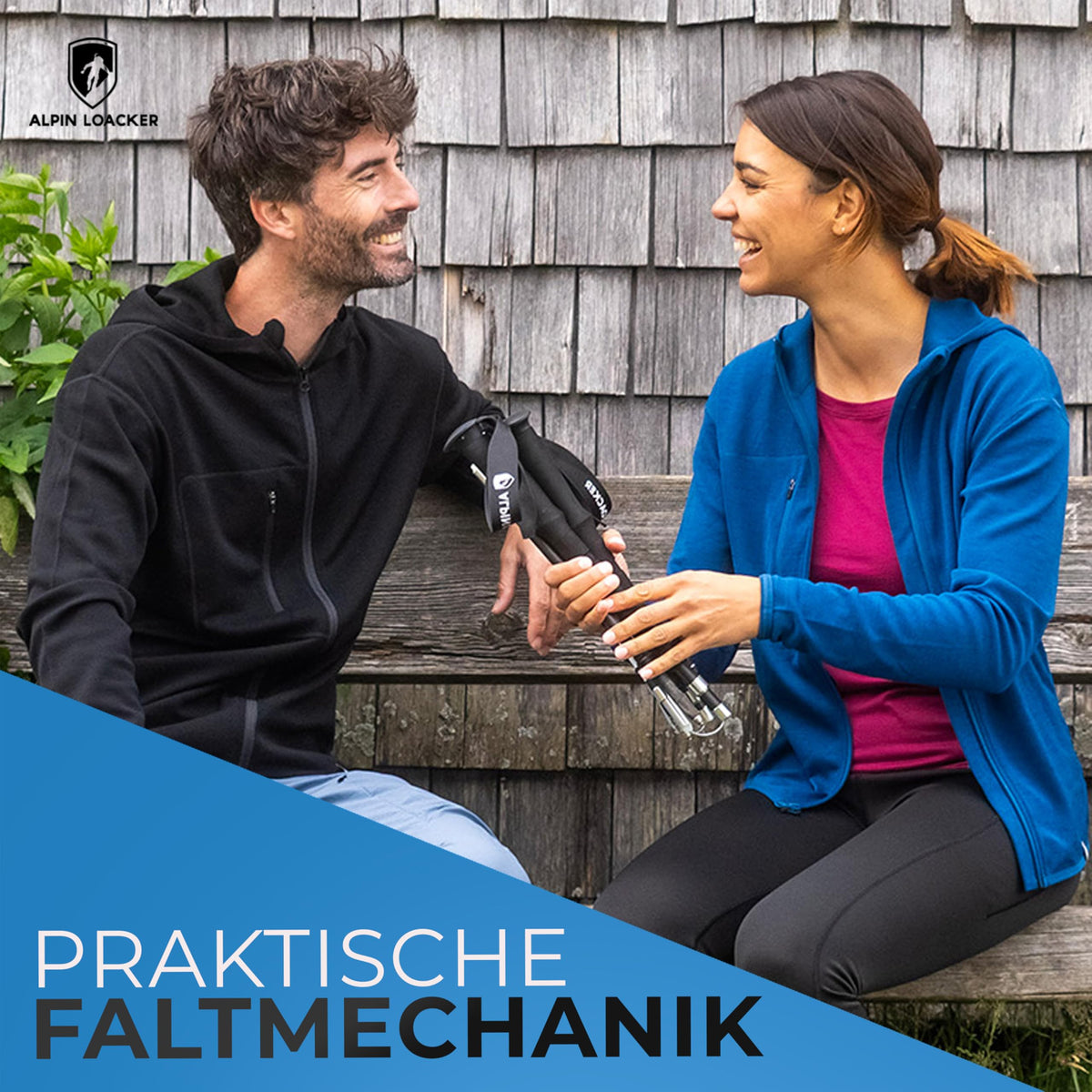 ALPIN LOACKER Wanderstöcke faltbar Carbon oder Aluminium mit Korkgriff I Nordic Walking Stöcke Damen & Herren I Leichte Faltbare Trekkingstöcke Teleskop für Bergsport