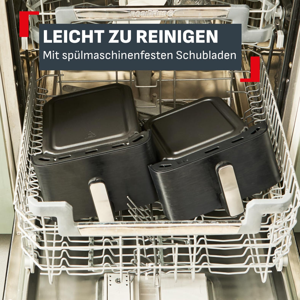 Tefal Dual Easy Fry Heißluftfritteuse 8,3 L mit 2 Kammern