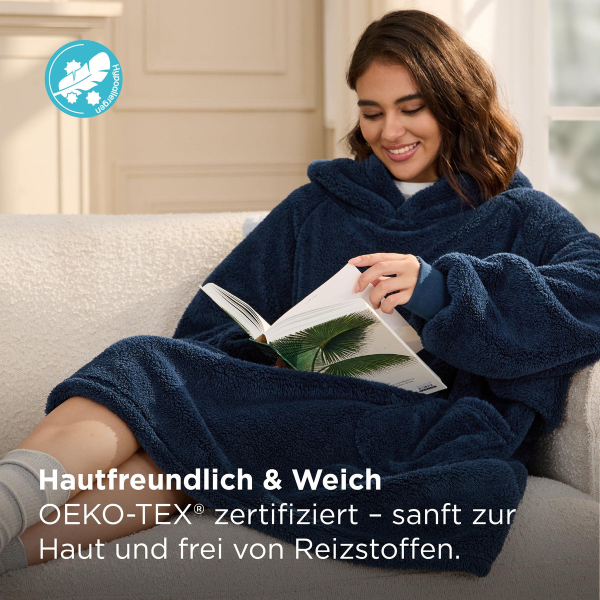 BEDSURE Hoodie Decke mit Ärmeln Geschenke Grau - 95x85cm