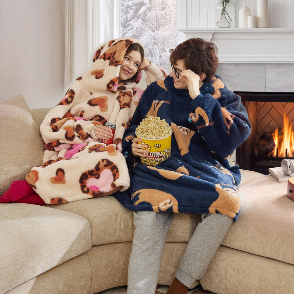 BEDSURE Hoodie Decke mit Ärmeln Geschenke Grau - 95x85cm