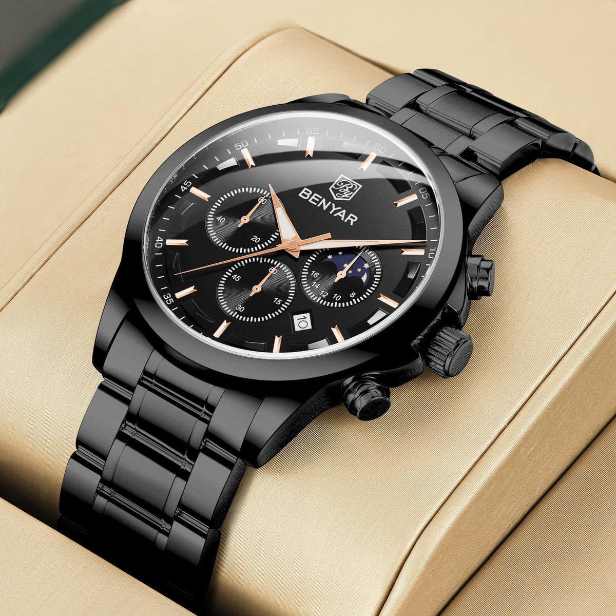 BENYAR BY Uhren Herren Chronograph Analog Quarz Wasserdicht Datum Armbanduhr Herren Mode Business-Kleid Herrenuhr Elegantes Geschenk fur Männer