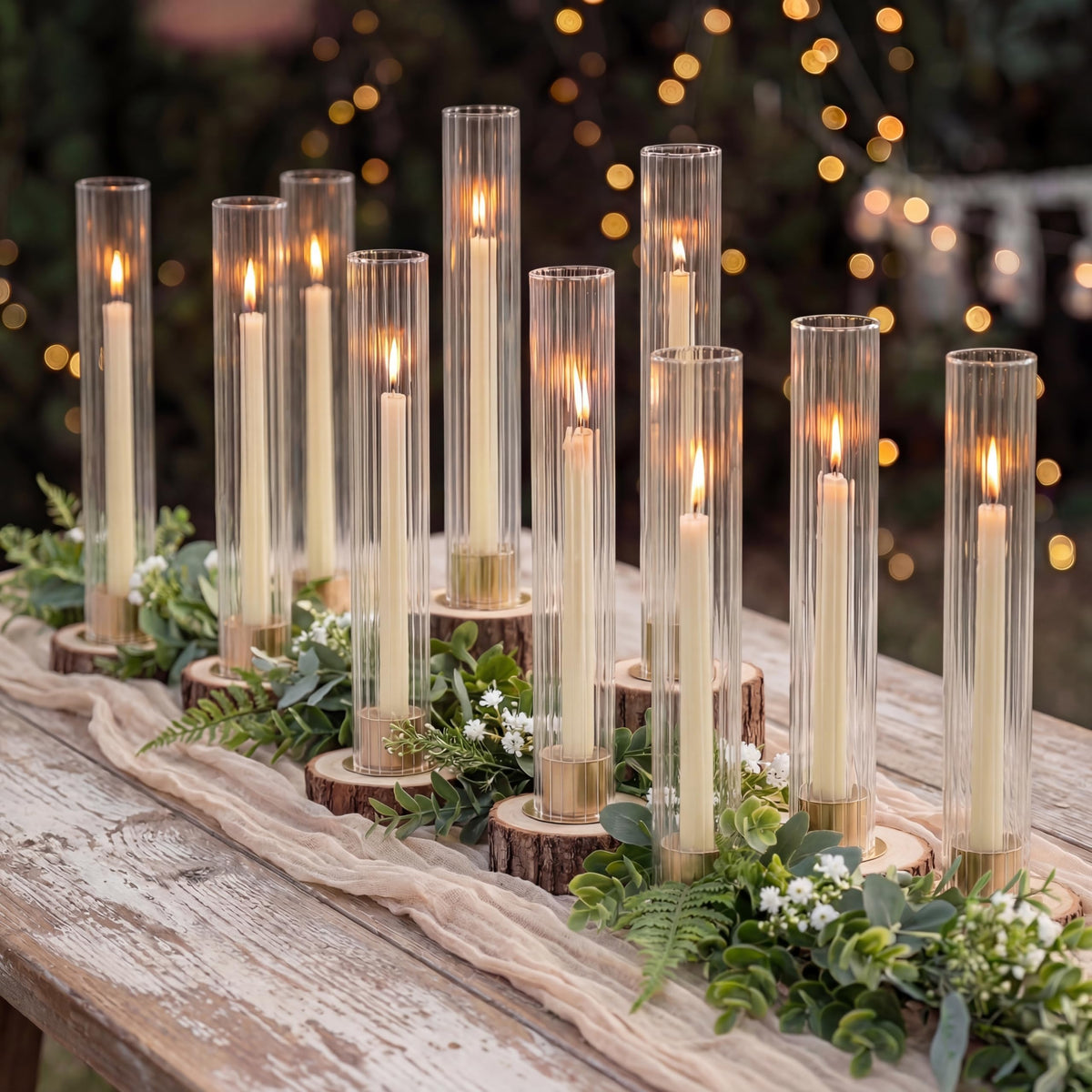 NUPTIO Kerzenständer Gold Glaszylinder für Kerzen Kerzenhalter Stabkerzen