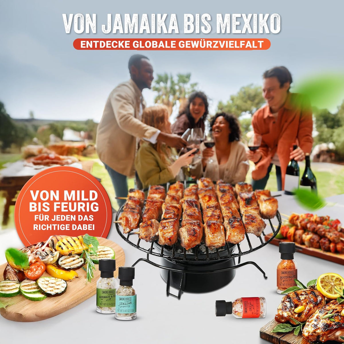 Thoughtfully BBQ Gewürze Geschenkset mit 20 Grillgewürzen