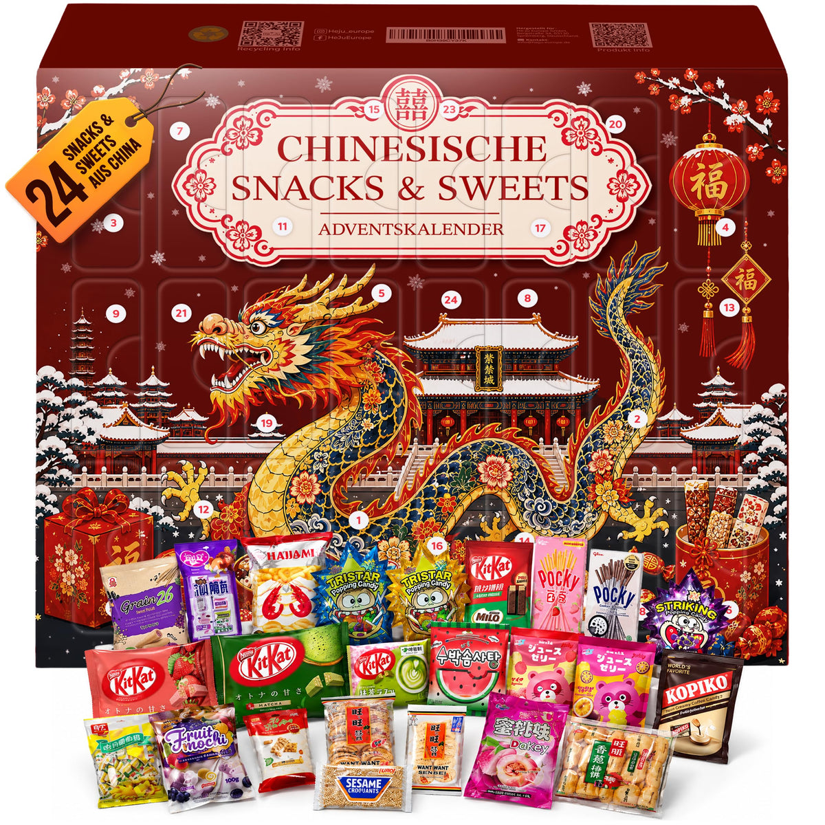 He-Ju Frühstück Adventskalender 2026, 24 süße Aufstriche in Portionsgrößen