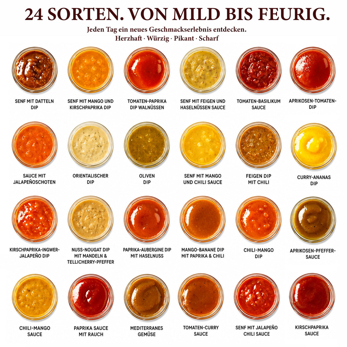 He-Ju Frühstück Adventskalender 2026, 24 süße Aufstriche in Portionsgrößen
