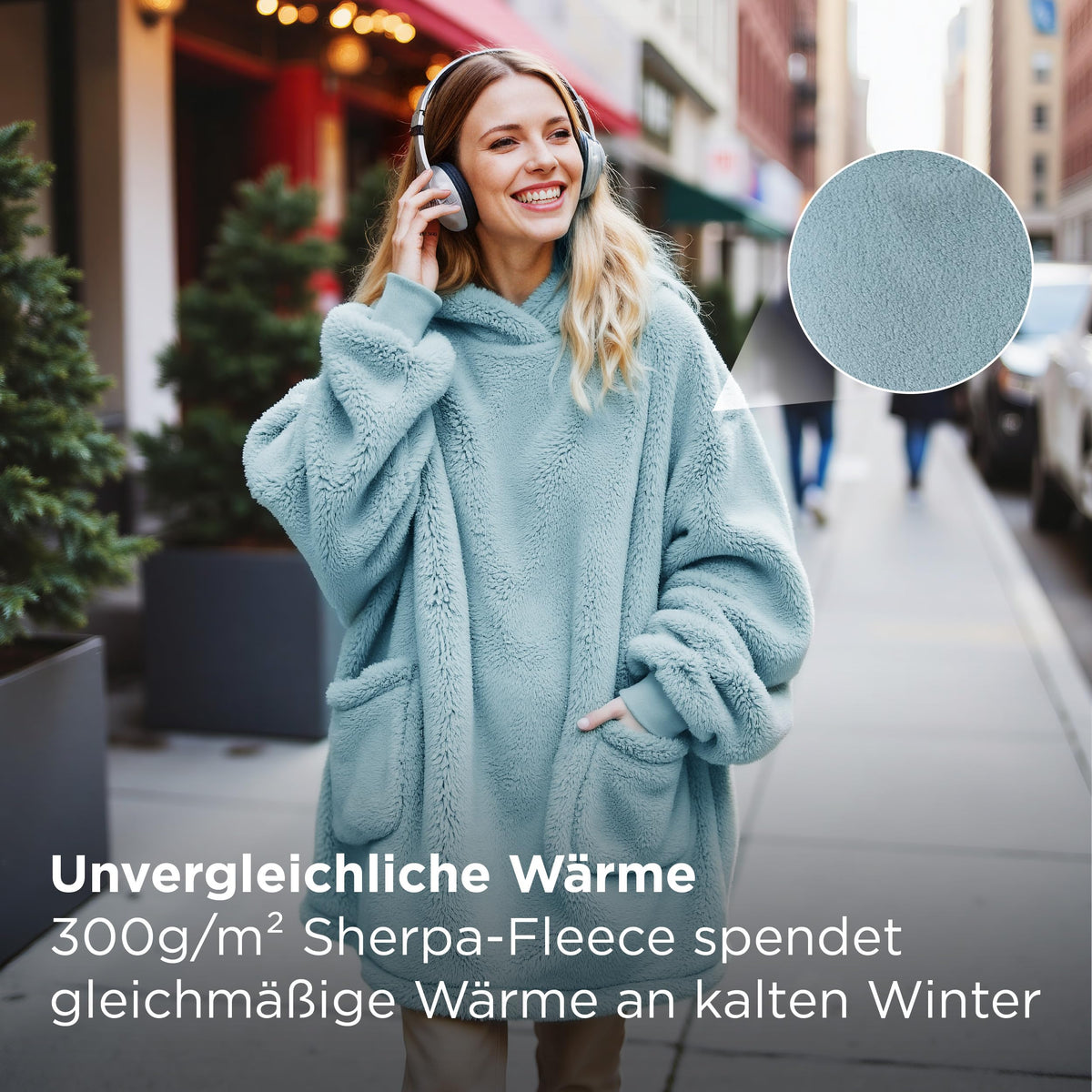BEDSURE Hoodie Decke mit Ärmeln Geschenke Grau - 95x85cm