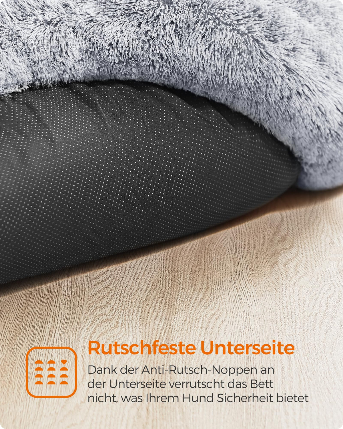 Feandrea Hundebett flauschig, waschbar, Langer Plüsch, 70 cm Durchmesser