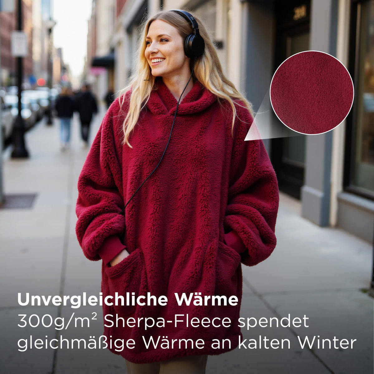 BEDSURE Hoodie Decke mit Ärmeln Geschenke Grau - 95x85cm