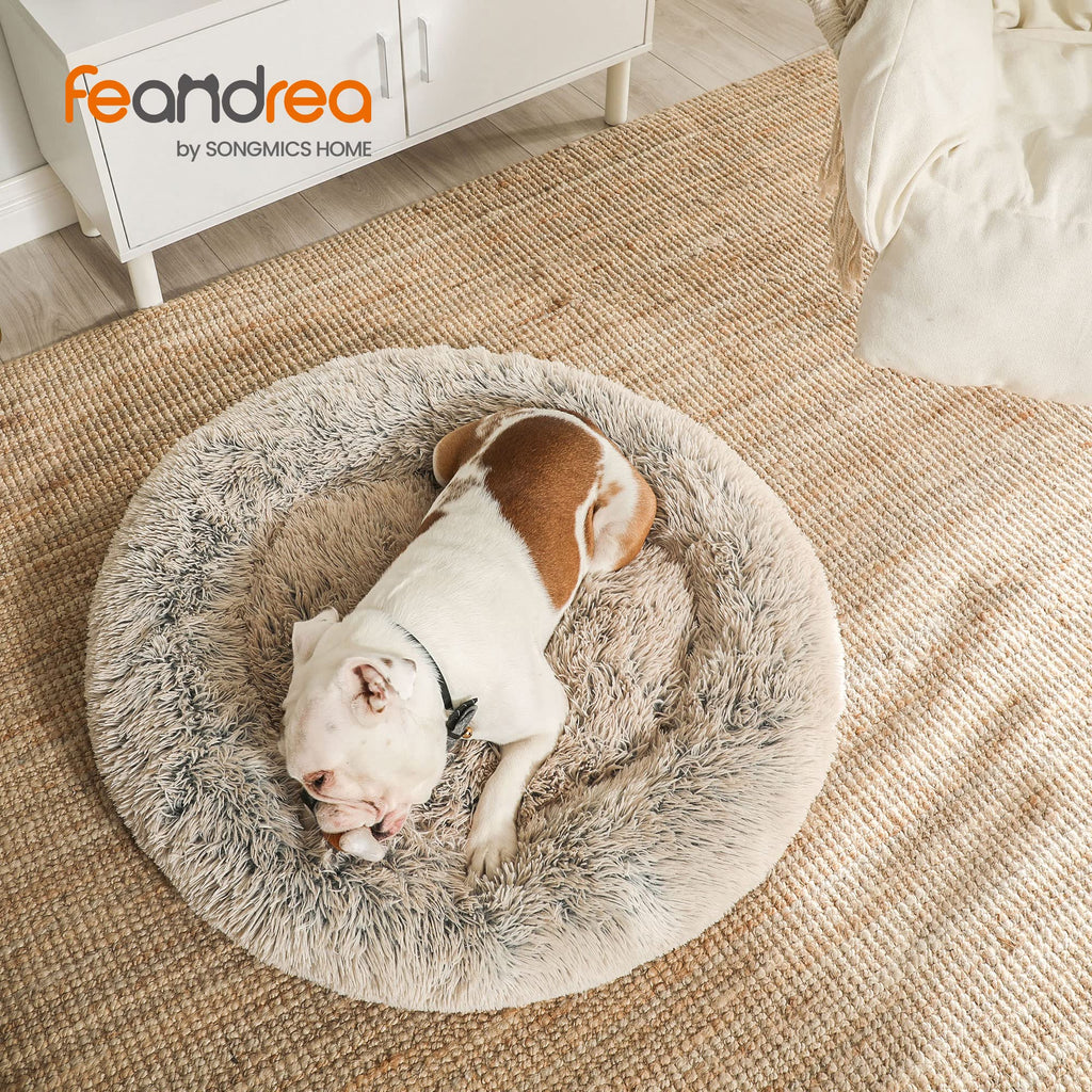 Feandrea Hundebett flauschig, waschbar, Langer Plüsch, 70 cm Durchmesser