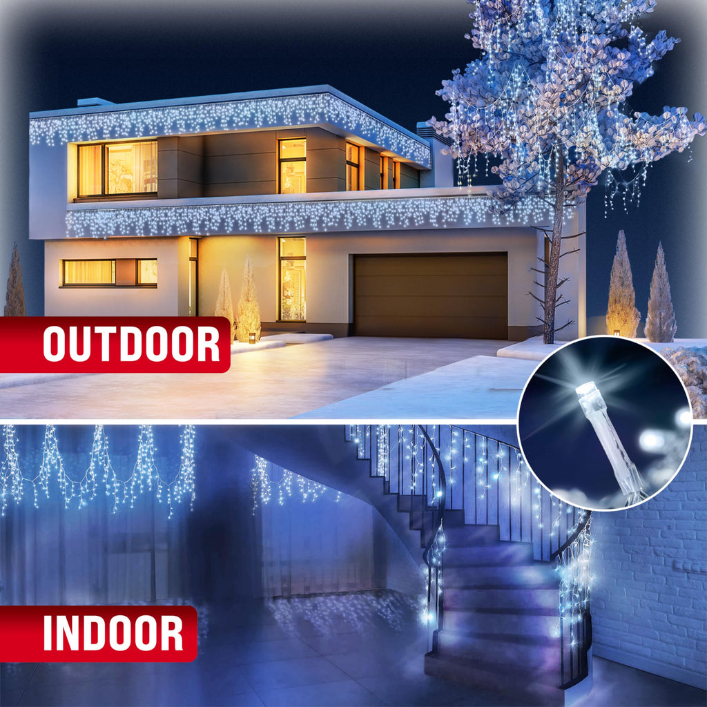 Monzana® Eisregen Lichterkette Außen 200 LED Kaltweiß