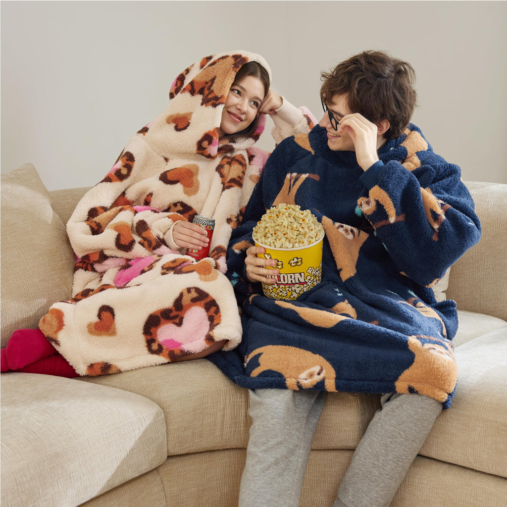 BEDSURE Hoodie Decke mit Ärmeln Geschenke Grau - 95x85cm