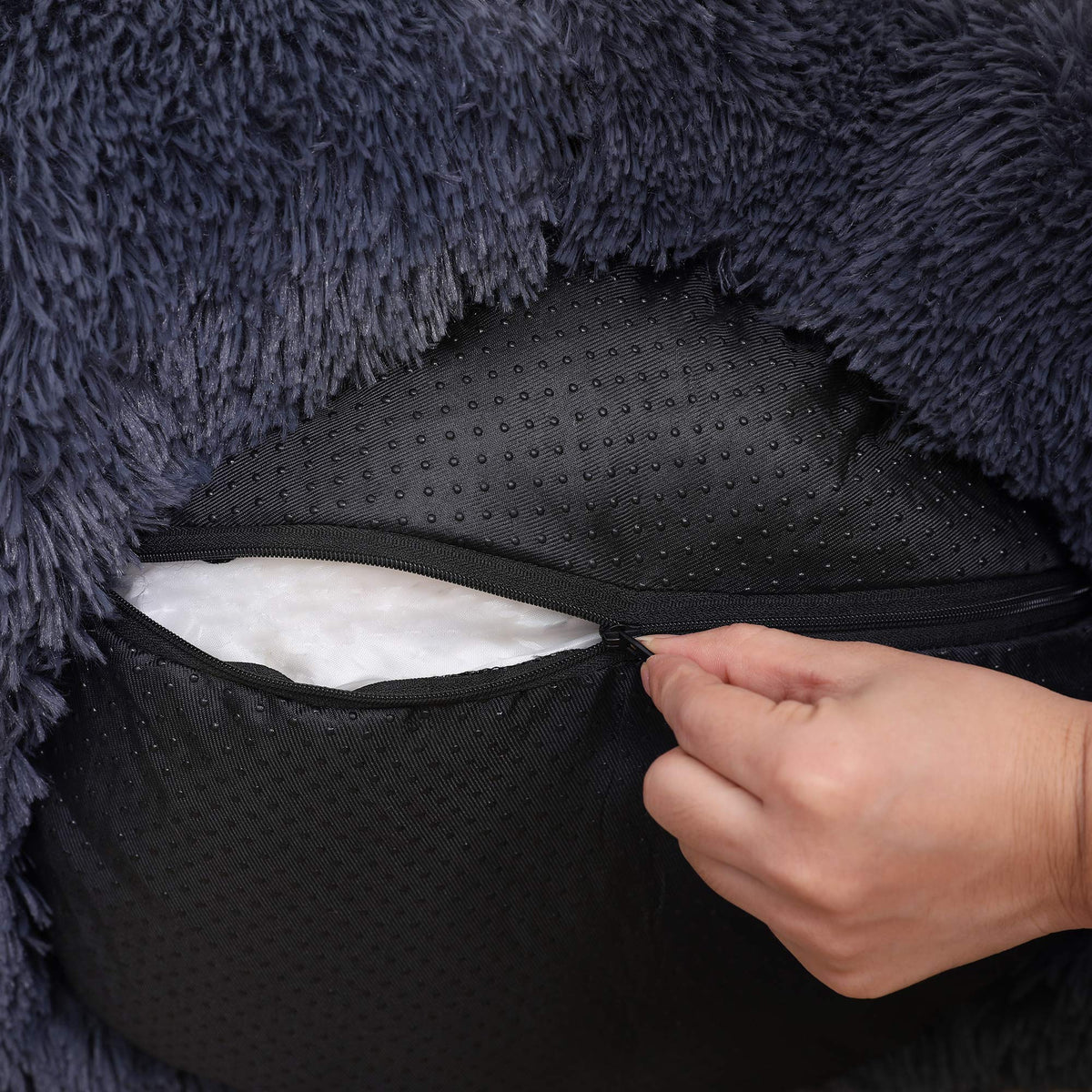 Feandrea Hundebett flauschig, waschbar, Langer Plüsch, 70 cm Durchmesser