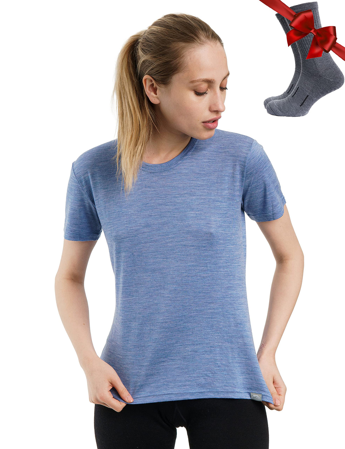 Merino.tech 100% Merino Shirt Damen Wandern & Alltag + Wandersocken