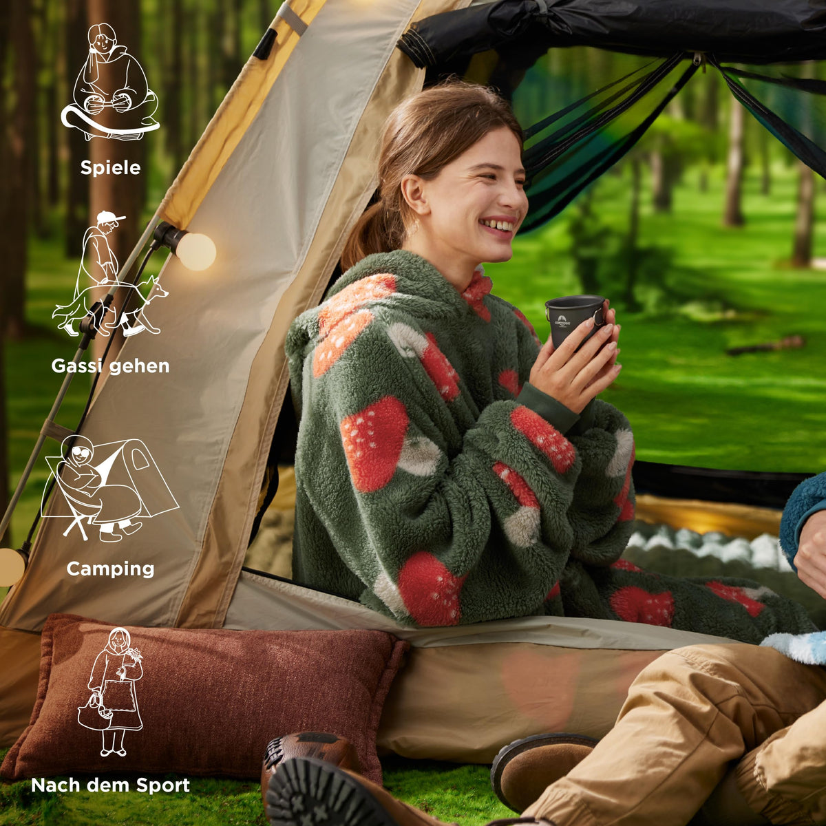 BEDSURE Hoodie Decke mit Ärmeln Geschenke Grau - 95x85cm