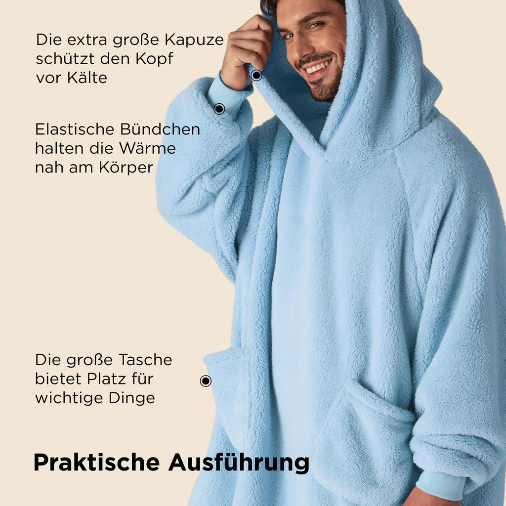 BEDSURE Hoodie Decke mit Ärmeln Geschenke Grau - 95x85cm