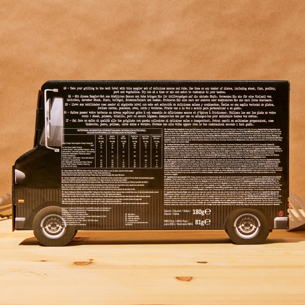 Thoughtfully - Scharfe Saucen Geschenkset - Street Food Truck Airstream Probierset Mit 4 Pikanten Chili-Saucen - Geschenk für Männer und Frauen