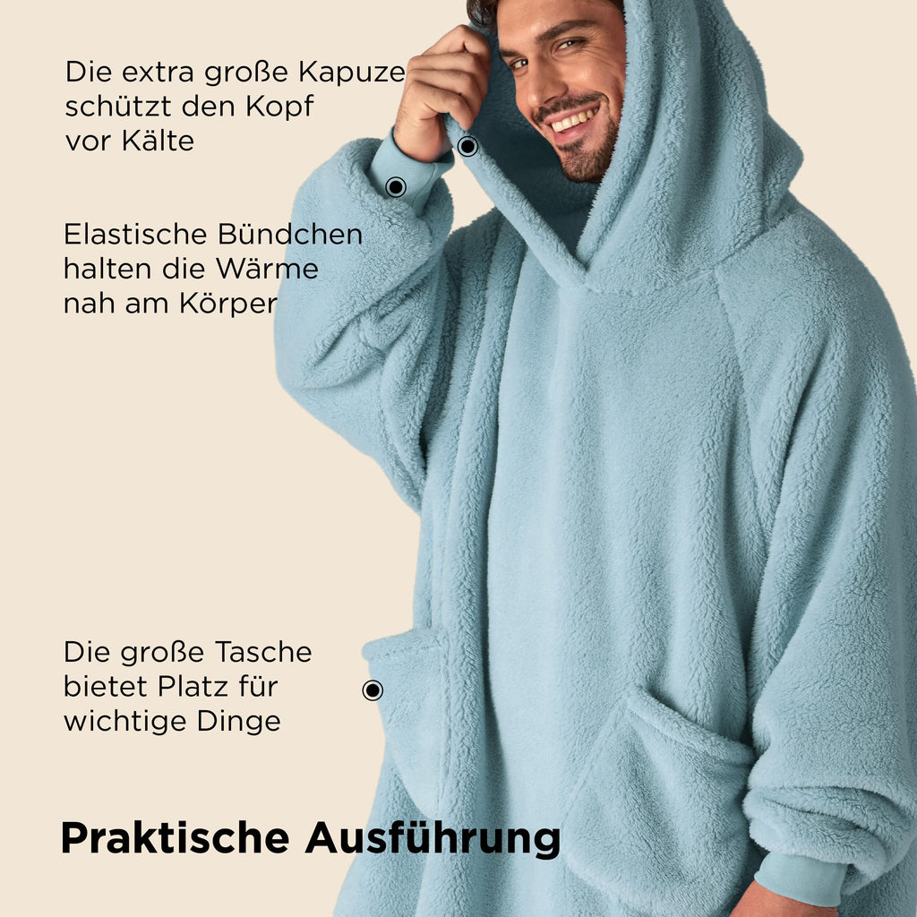 BEDSURE Hoodie Decke mit Ärmeln Geschenke Grau - 95x85cm