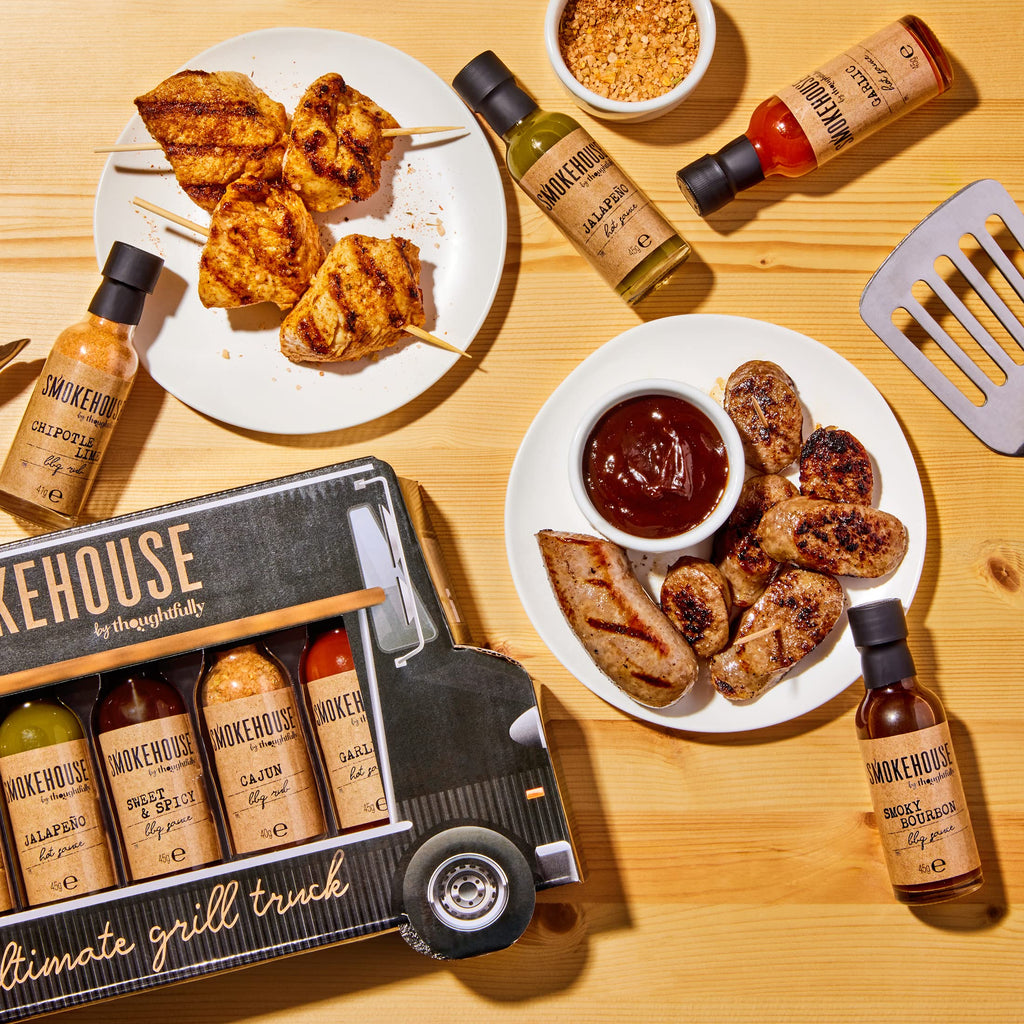 Thoughtfully - Scharfe Saucen Geschenkset - Street Food Truck Airstream Probierset Mit 4 Pikanten Chili-Saucen - Geschenk für Männer und Frauen