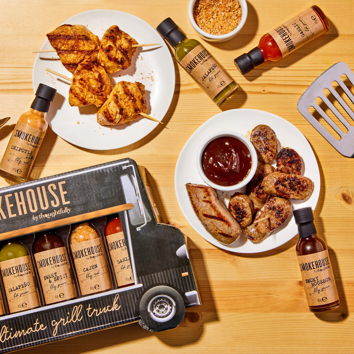 Thoughtfully - Scharfe Saucen Geschenkset - Street Food Truck Airstream Probierset Mit 4 Pikanten Chili-Saucen - Geschenk für Männer und Frauen