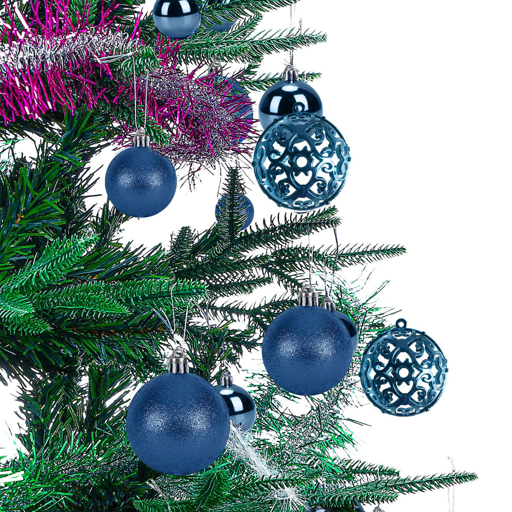 Aitsite 101 Stück Christbaumkugeln Blau Weihnachtskugeln 6CM/4 cm/2 cm Kunststoff Christbaumschmuck Wandbehang Ornamente Weihnachtsbaum Kugeln Flitter Tür Dekorationen Festival Dekore