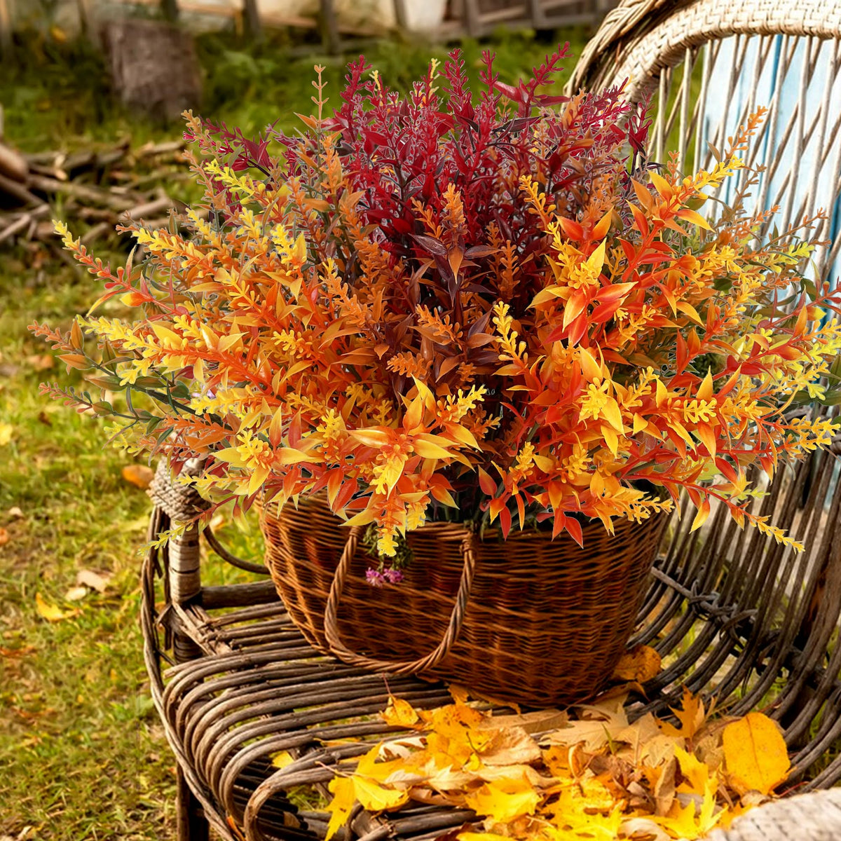 ROLLWAY 8 Stück Herbstblumen Künstlich Herbststrauß Kunstblumen Herbst Deko