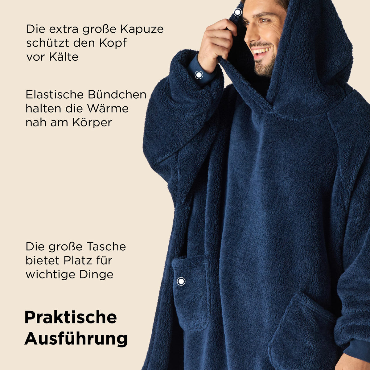 BEDSURE Hoodie Decke mit Ärmeln Geschenke Grau - 95x85cm