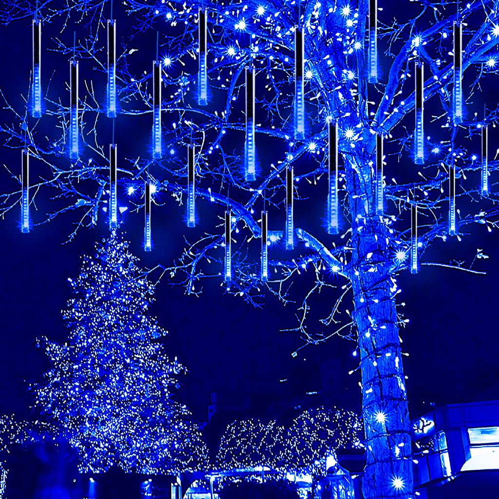 Kwaiffeo Weihnachtsdeko,10 Röhren LED Meteorschauer Lichterkette Außen, Wasserdichte Fallende Regen Lichter für Weihnachten Halloween Weihnachtsbaum Hochzeit Garten Fenster, Mehrfarbig