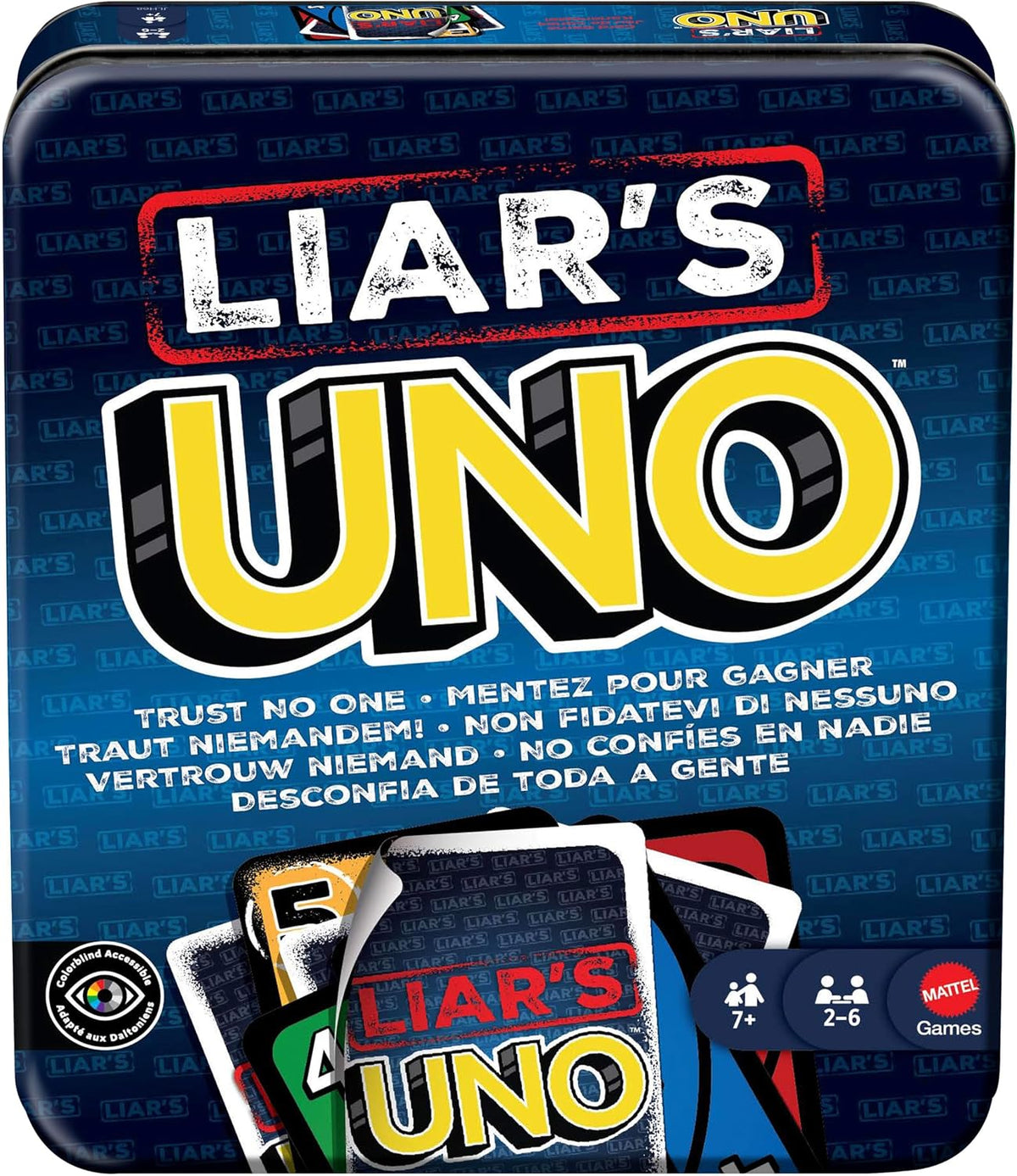 Mattel Games Liar’s UNO Kartenspiel in Aufbewahrungsdose, ab 7 Jahren, 2-6 Spieler