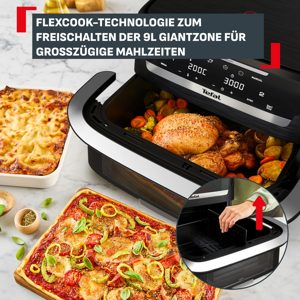 Tefal Dual Easy Fry Heißluftfritteuse 8,3 L mit 2 Kammern