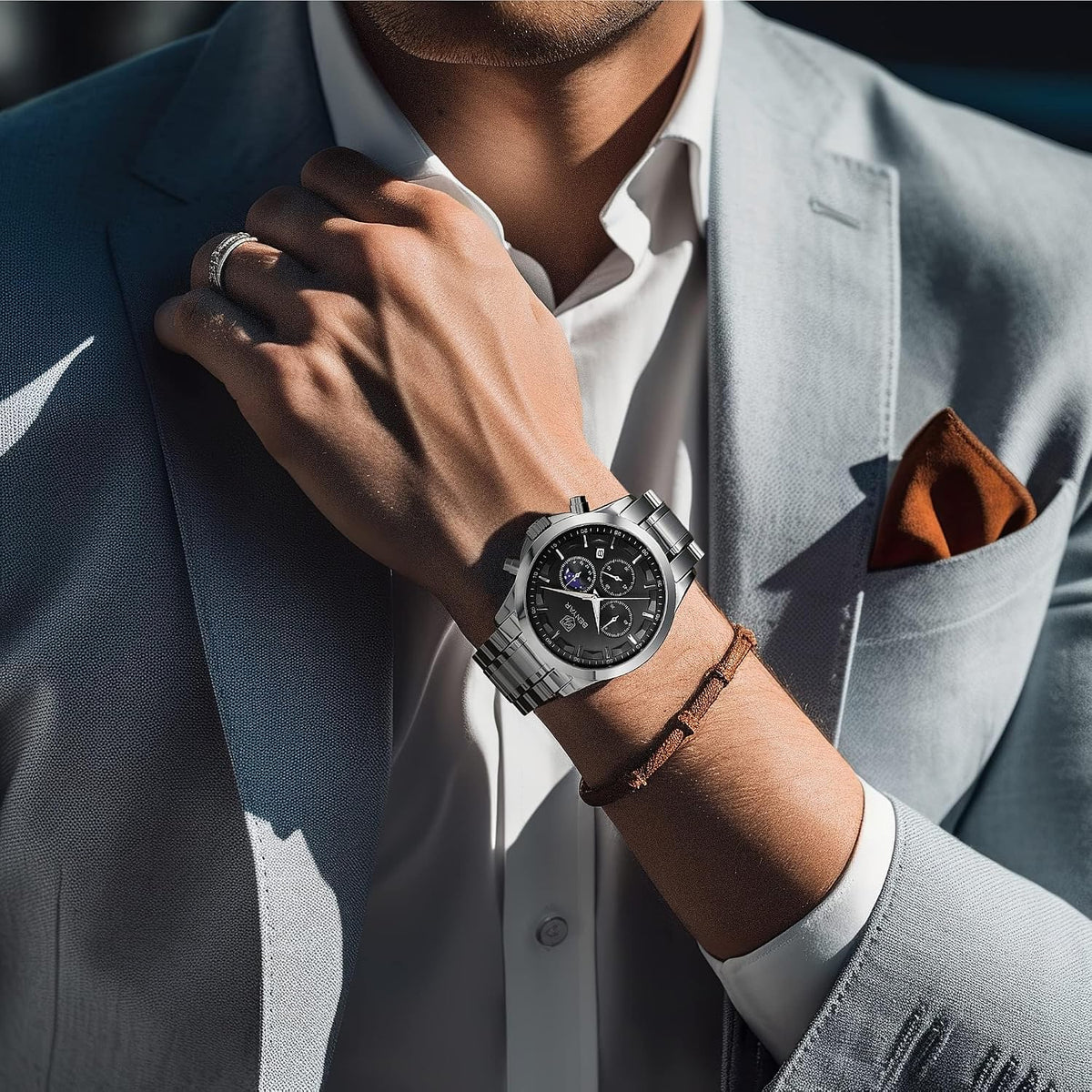 BENYAR BY Uhren Herren Chronograph Analog Quarz Wasserdicht Datum Armbanduhr Herren Mode Business-Kleid Herrenuhr Elegantes Geschenk fur Männer