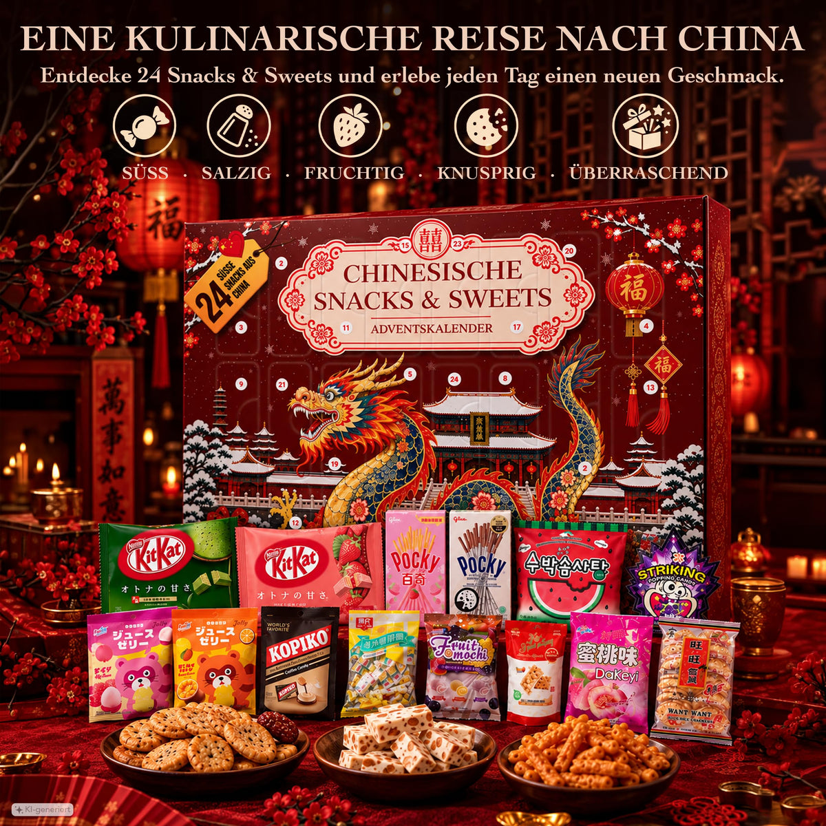 He-Ju Frühstück Adventskalender 2026, 24 süße Aufstriche in Portionsgrößen