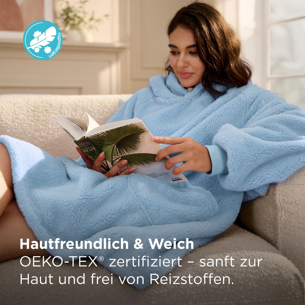 BEDSURE Hoodie Decke mit Ärmeln Geschenke Grau - 95x85cm