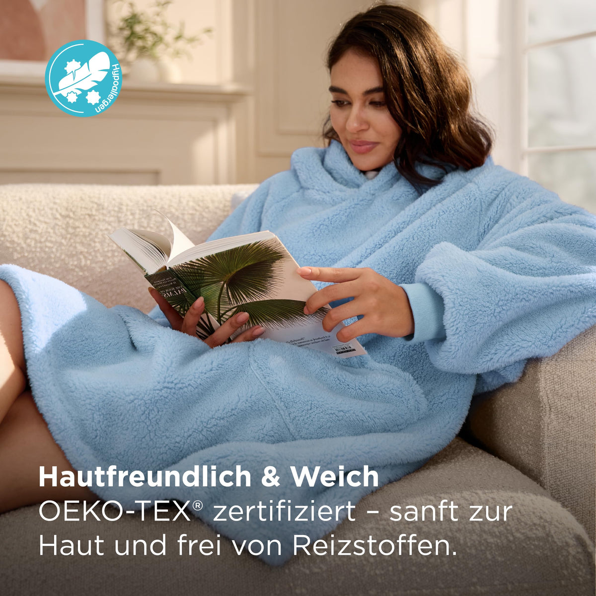 BEDSURE Hoodie Decke mit Ärmeln Geschenke Grau - 95x85cm