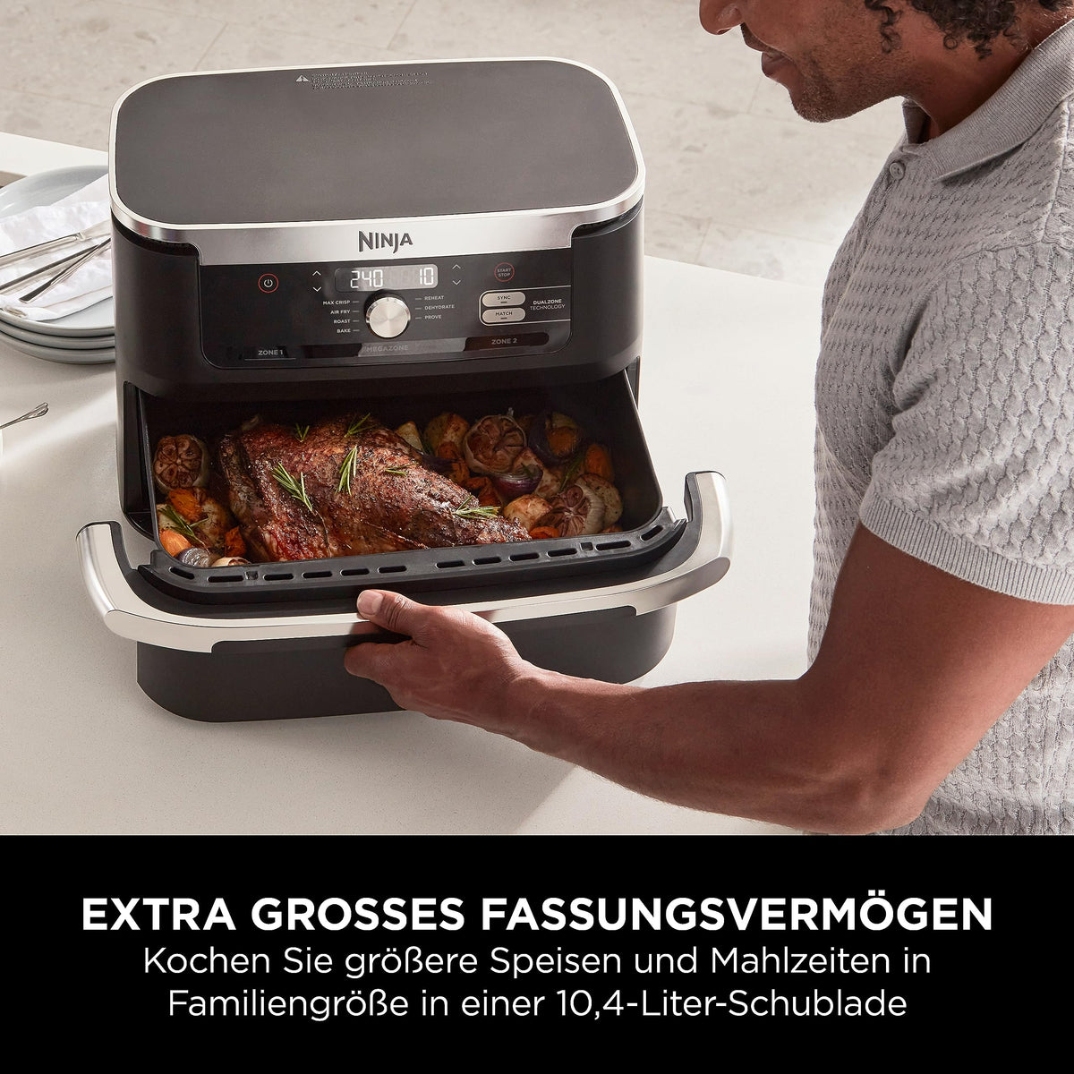 Ninja Foodi FlexDrawer Heißluftfritteuse, 10,4 L, Dual Zone, Schwarz/Kupfer