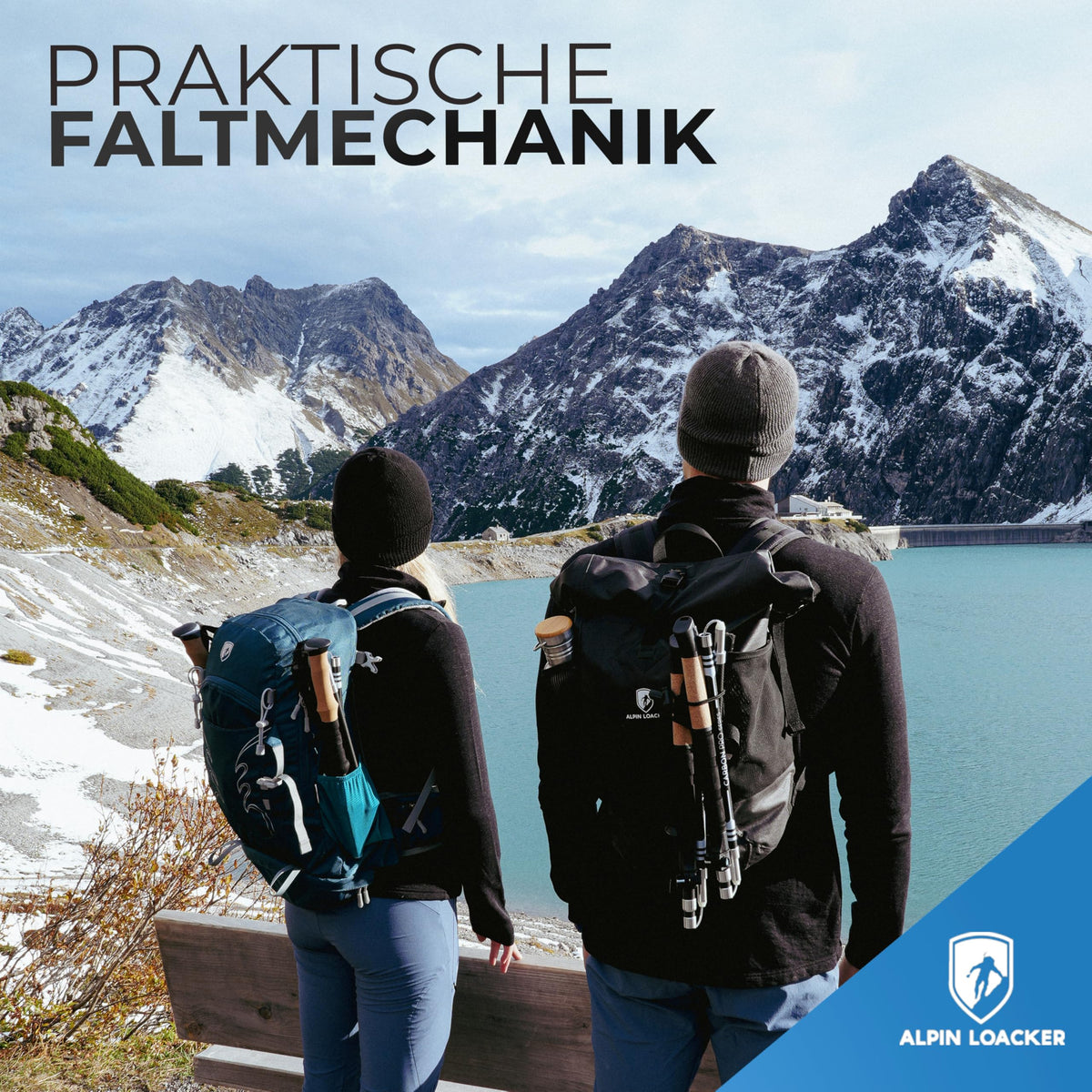 ALPIN LOACKER Wanderstöcke faltbar Carbon oder Aluminium mit Korkgriff I Nordic Walking Stöcke Damen & Herren I Leichte Faltbare Trekkingstöcke Teleskop für Bergsport