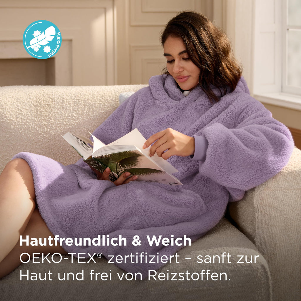BEDSURE Hoodie Decke mit Ärmeln Geschenke Grau - 95x85cm