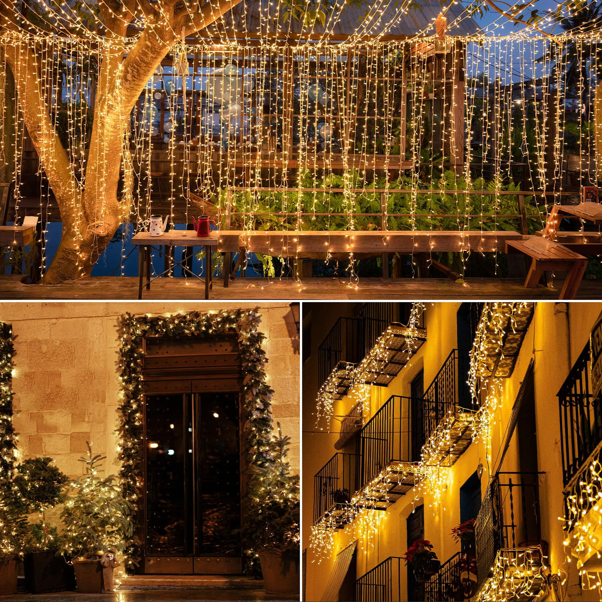 MAGGIFT 10M 400 LED Eisregen Lichterkette Außen Innen, Weihnachtsbeleuchtung Außen mit Fernbedienung/Timer/8 Modi,IP44 Wasserdicht Außenbeleuchtung Weihnachten Lichtervorhang Aussen für Balkon,Outdoor