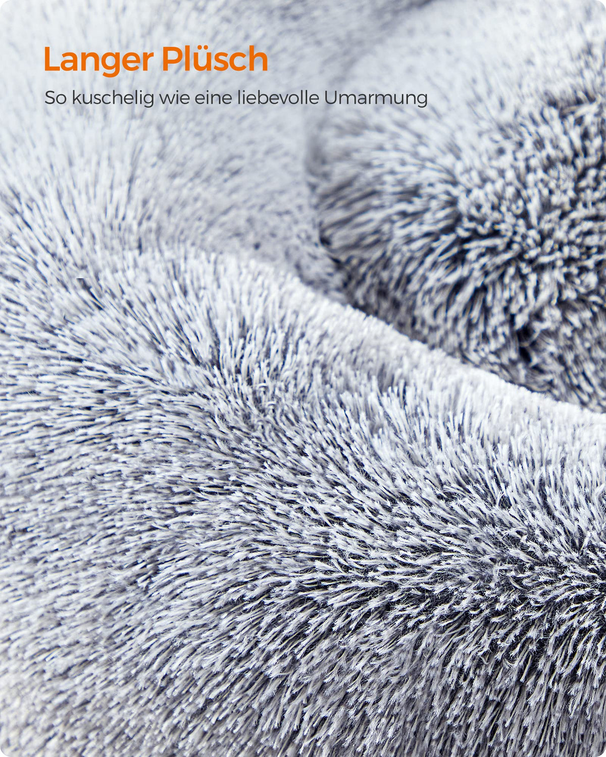 Feandrea Hundebett flauschig, waschbar, Langer Plüsch, 70 cm Durchmesser