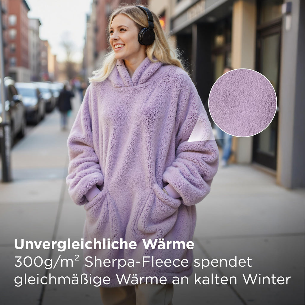BEDSURE Hoodie Decke mit Ärmeln Geschenke Grau - 95x85cm