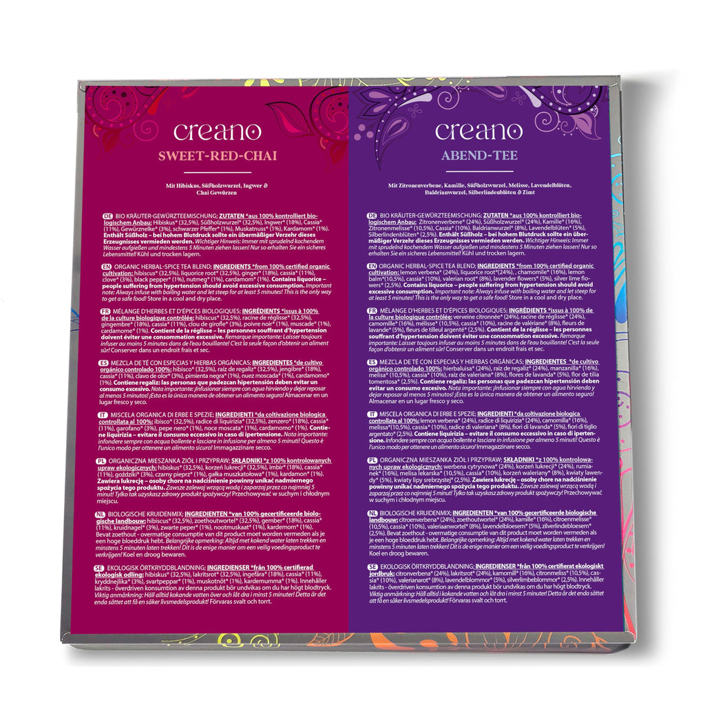 Creano Premium Bio Kräutertee Geschenkset „ORGANIC HERBAL TEA“ - 9 Pyramiden-Teebeutel in 9 unterschiedlichen Sorten - 22,5g - NEUHEIT 2024*