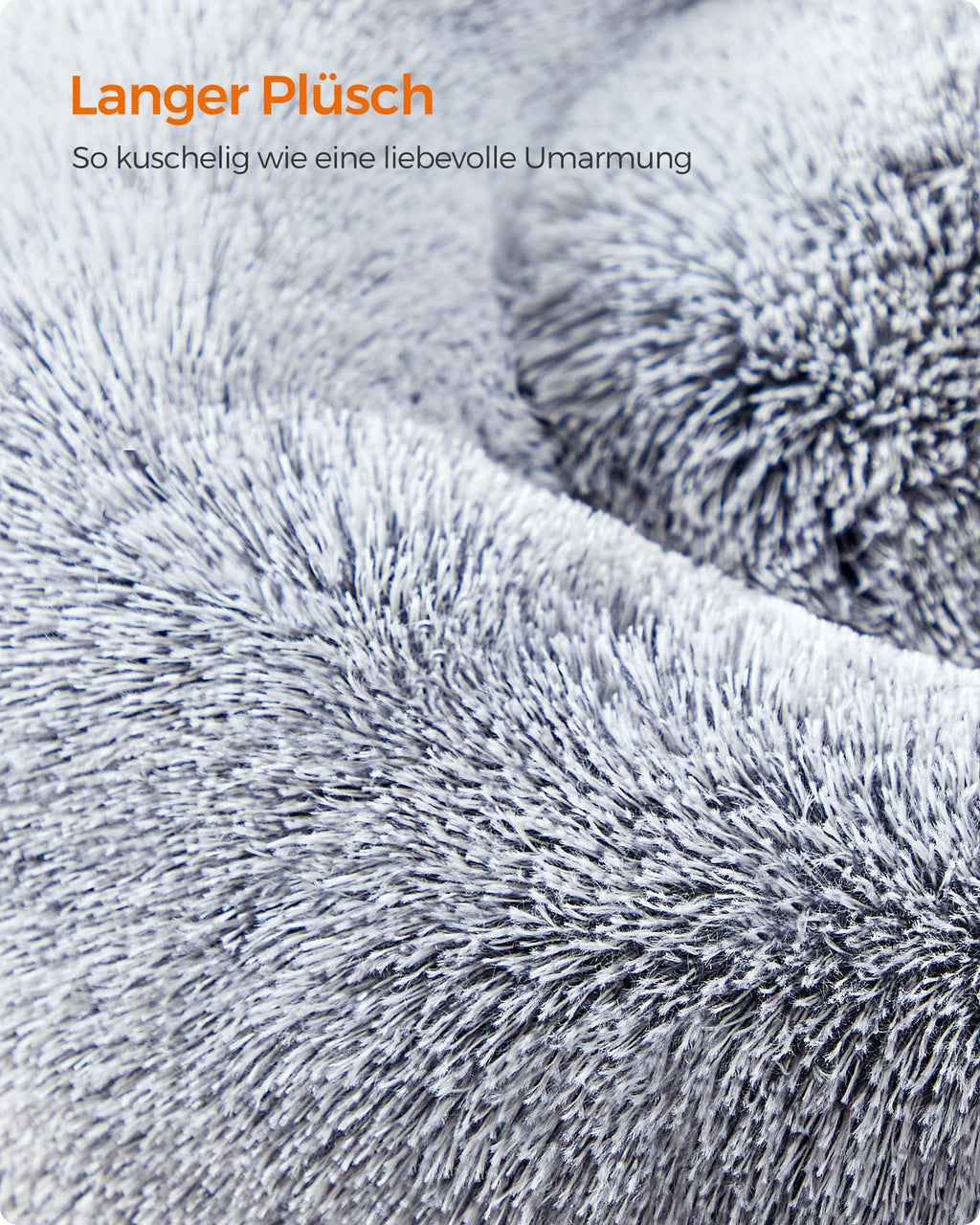 Feandrea Hundebett flauschig, waschbar, Langer Plüsch, 70 cm Durchmesser