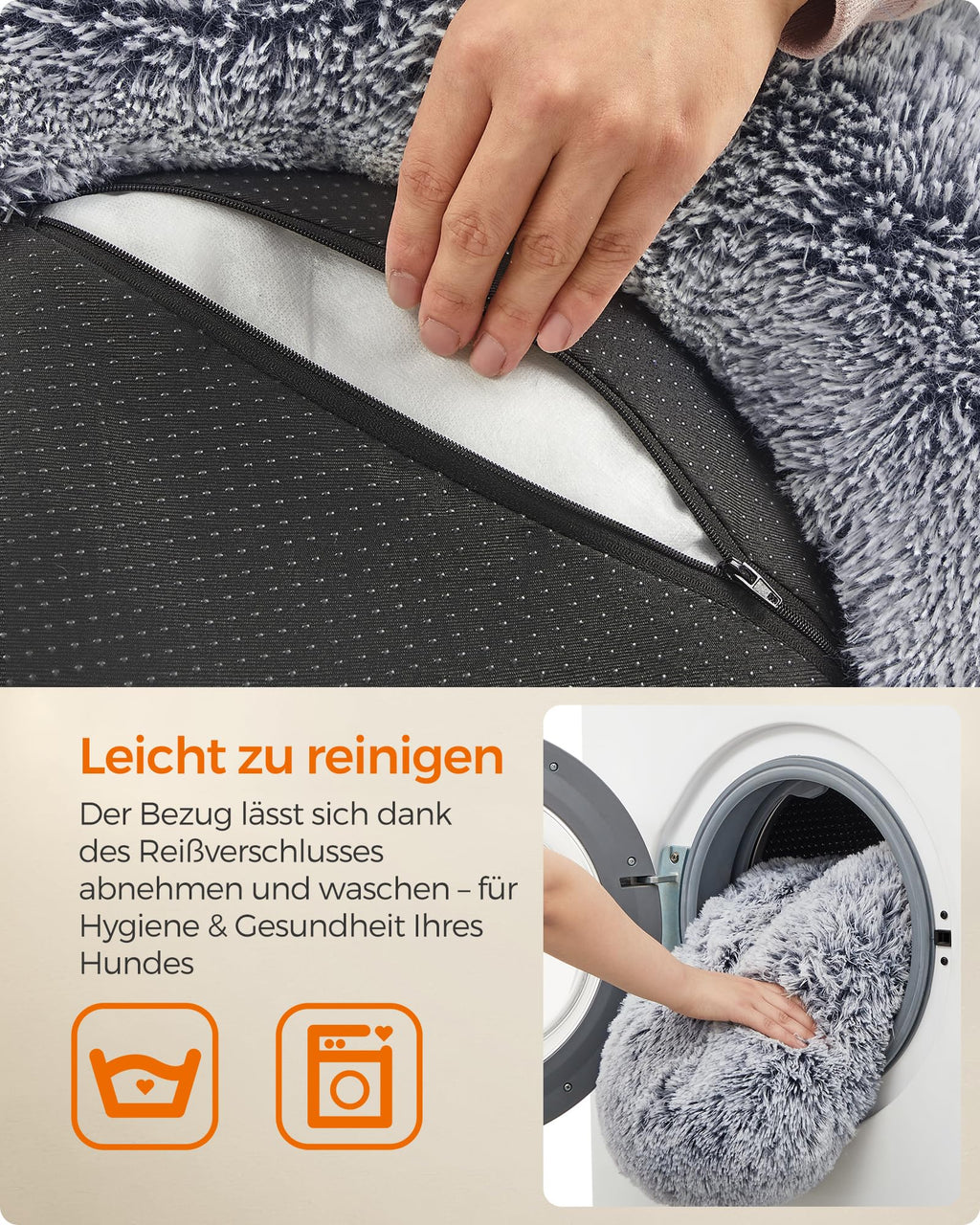 Feandrea Hundebett flauschig, waschbar, Langer Plüsch, 70 cm Durchmesser