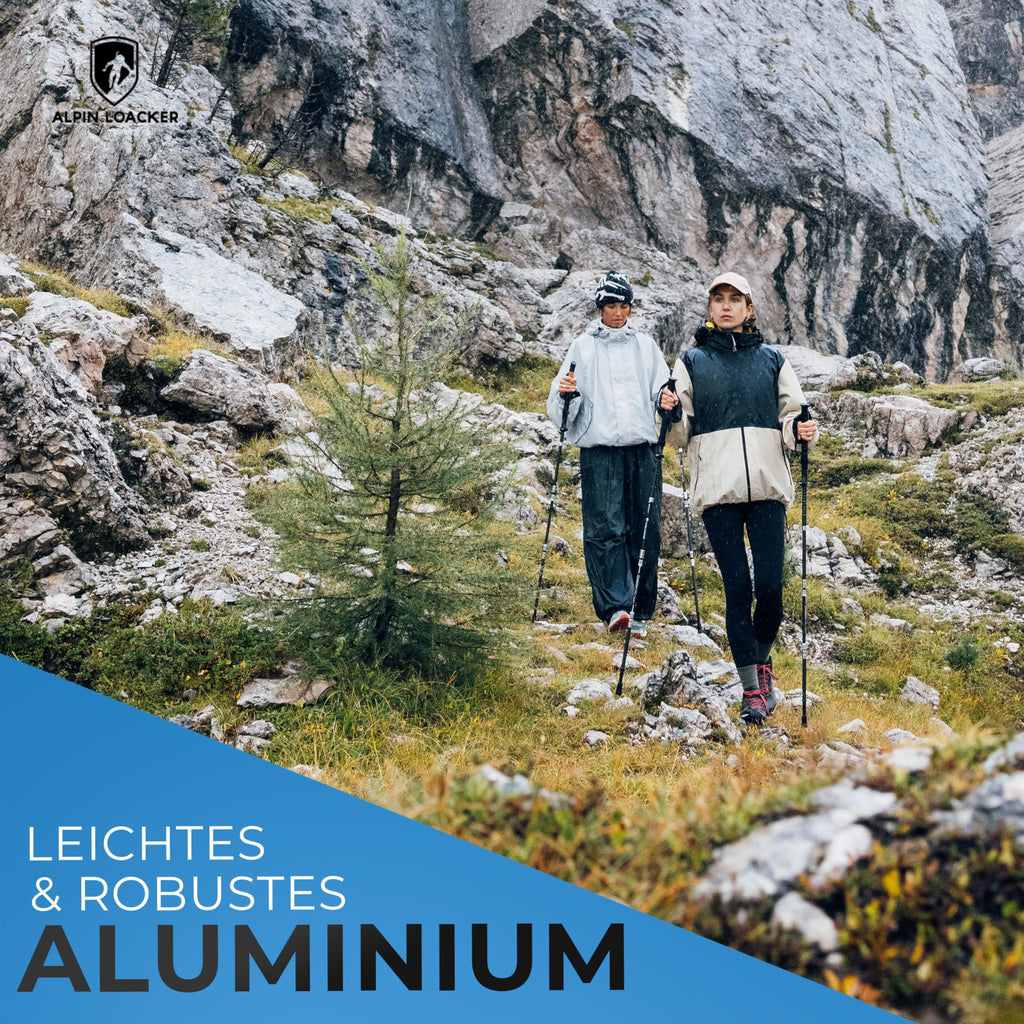 ALPIN LOACKER Wanderstöcke faltbar Carbon oder Aluminium mit Korkgriff I Nordic Walking Stöcke Damen & Herren I Leichte Faltbare Trekkingstöcke Teleskop für Bergsport